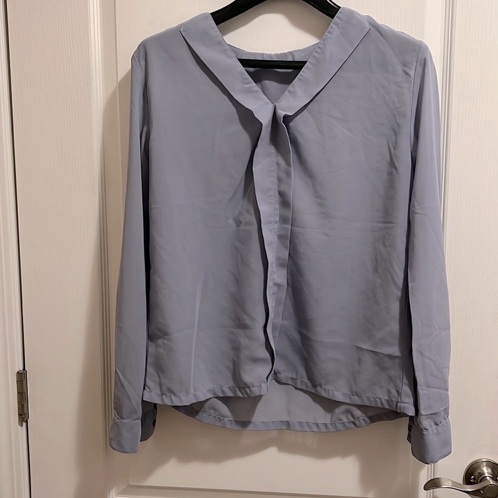 Grey Greyish blue top chiffon georgette. Office top.